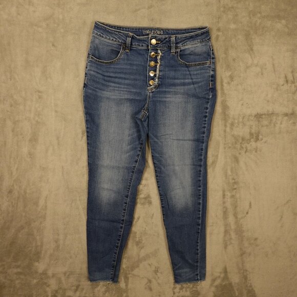 Maurices Jeans High Rise Skinny Women's Medium Short blue stretch - Picture 1 of 12